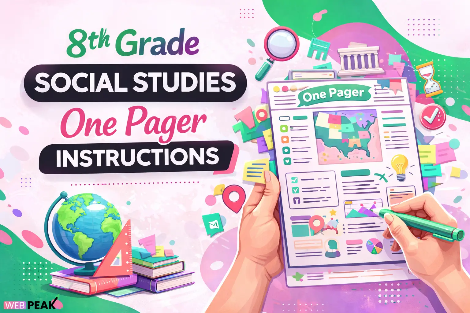 8th Grade Social Studies One Pager Instructions