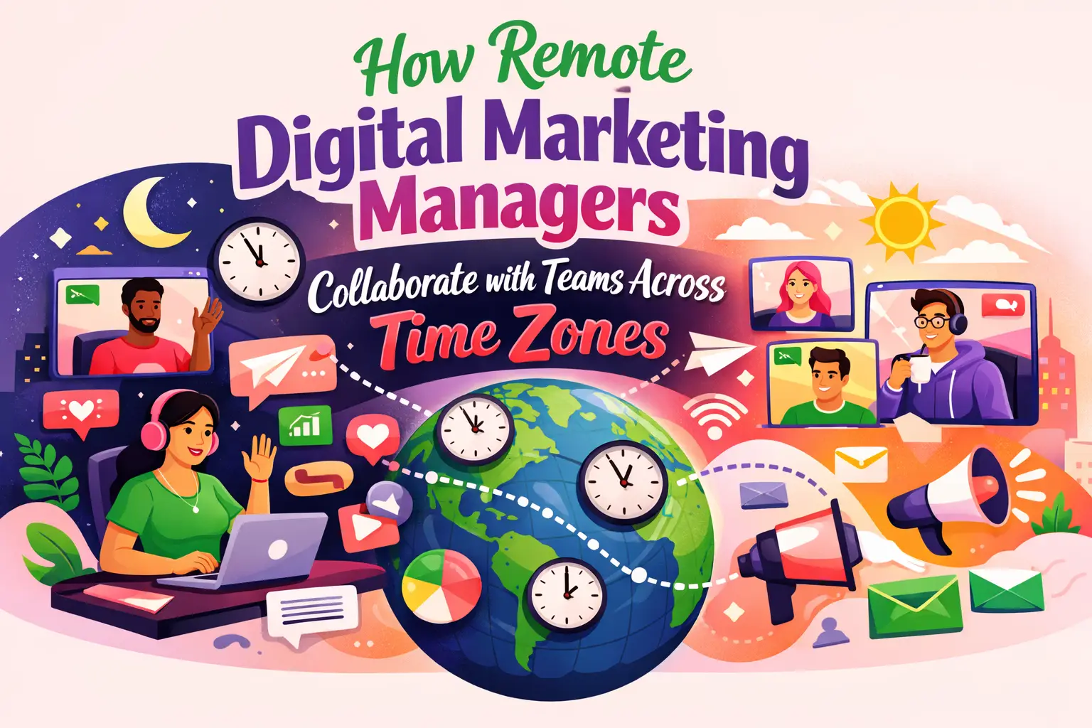 How Remote Digital Marketing Managers Collaborate with Teams Across Time Zones